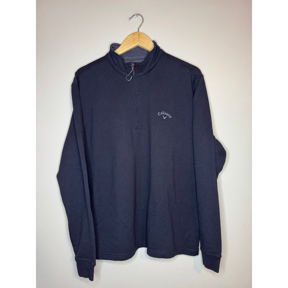 Callaway Mens Black Quarter Zip Pullover Golf Sweater Cotton Blend Size Medium
